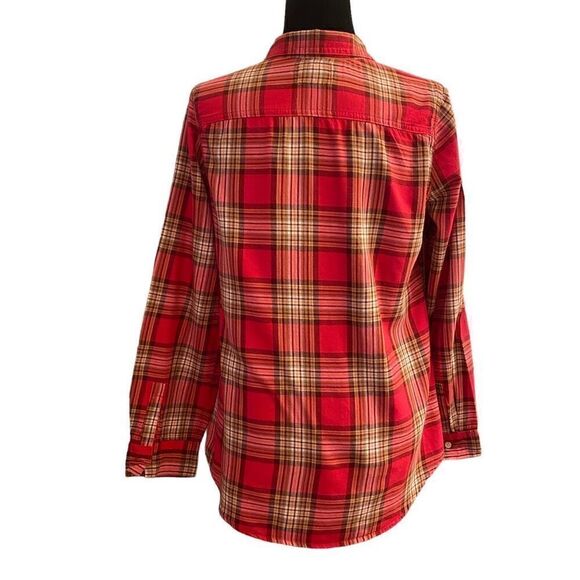 Old Navy Red Plaid Long Sleeve Flannel Button Down‎ Top Sz M - Picture 4 of 13